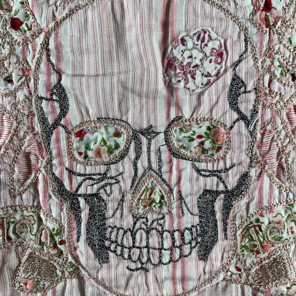 Johnny Was 210 Skull/Wings Stripe top Sz M NWT - Picture 4 of 8